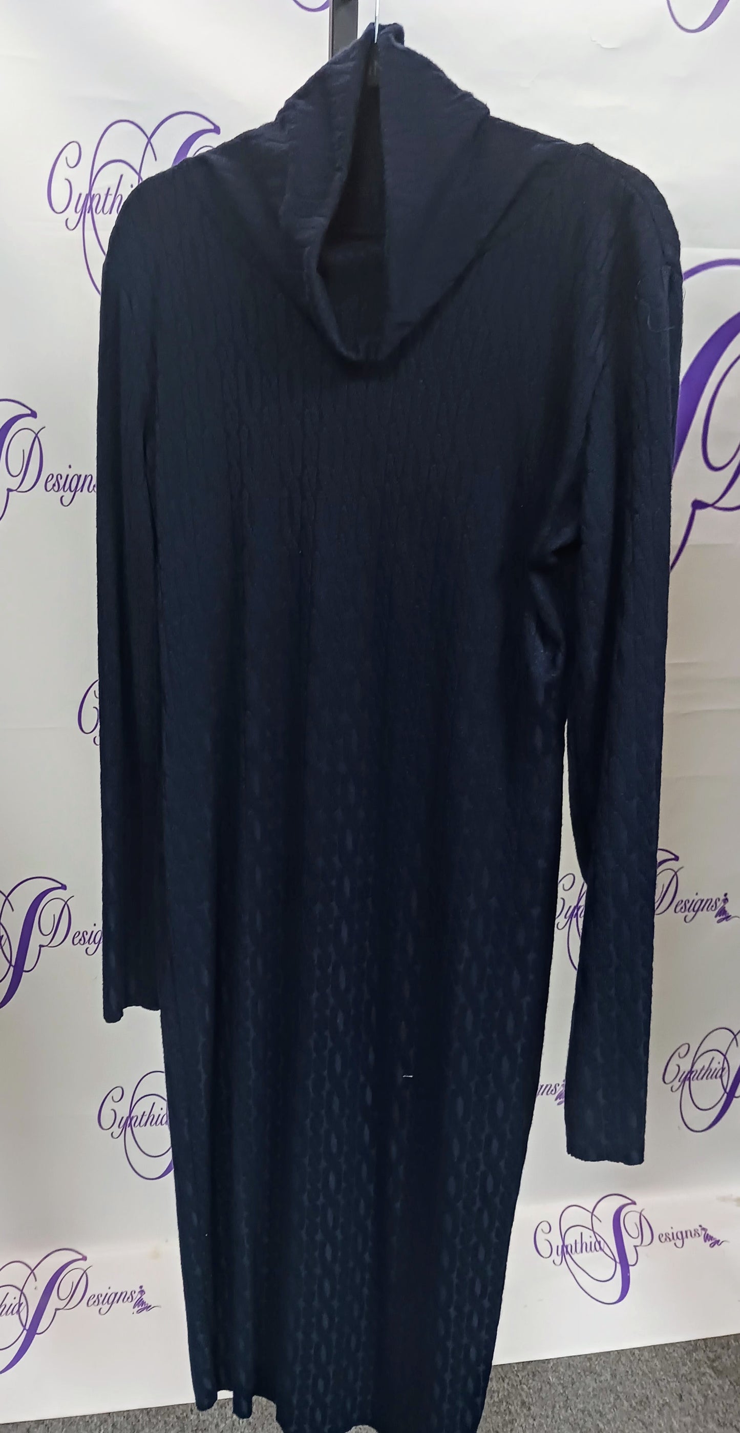 Navy cable knit midi dress