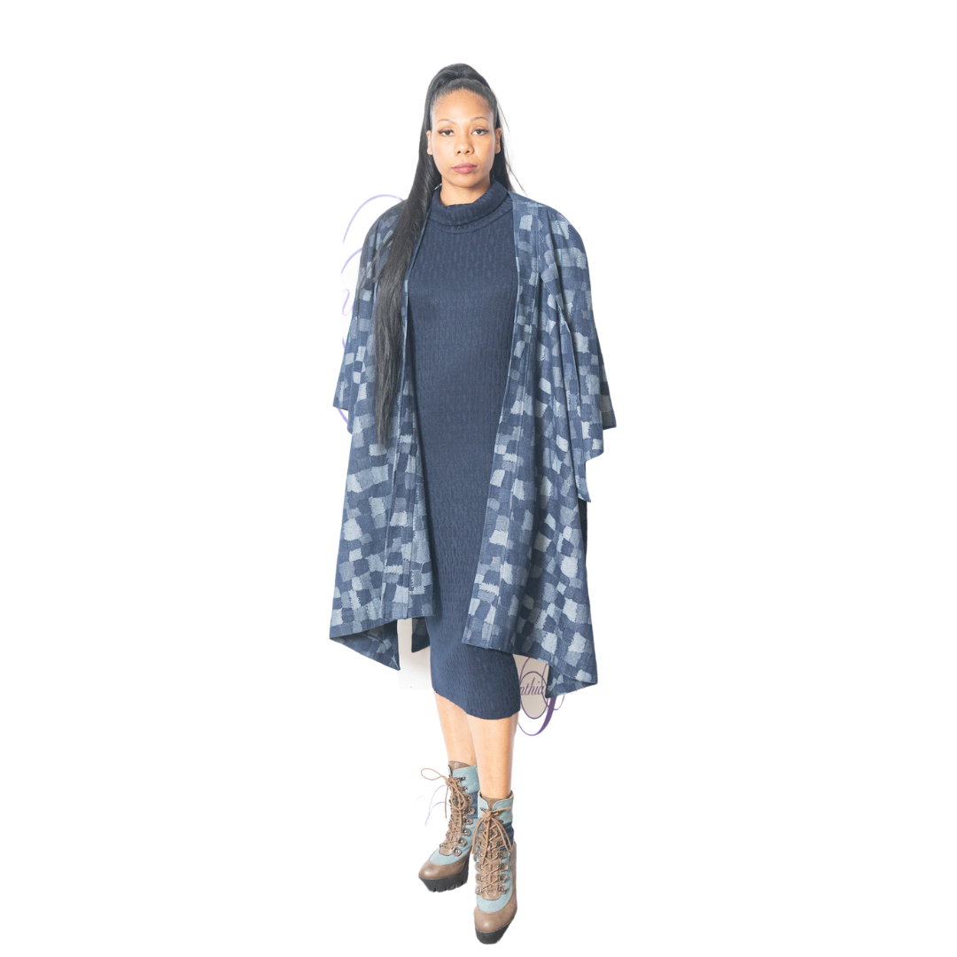 Navy cable knit midi dress